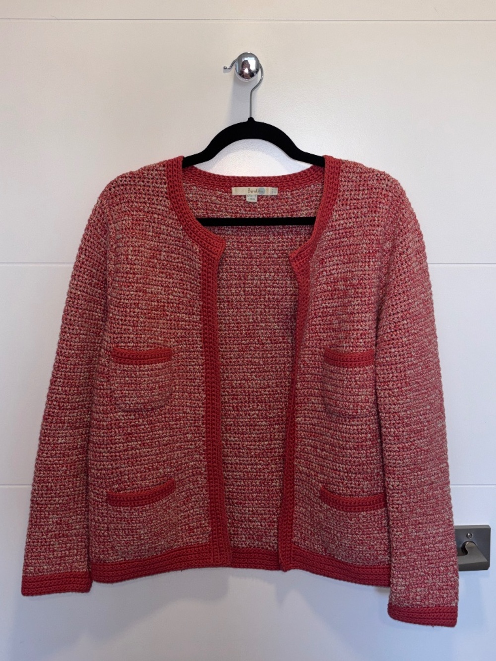 Boden Red Marl Cotton Open Front Cardigan Sweater Size US 10 / UK 14